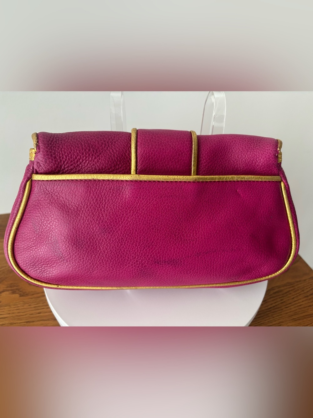 Dooney & Bourke Y2K Fuchsia Hayden Panettiere Leather Clutch - RARE - Picture 5 of 14